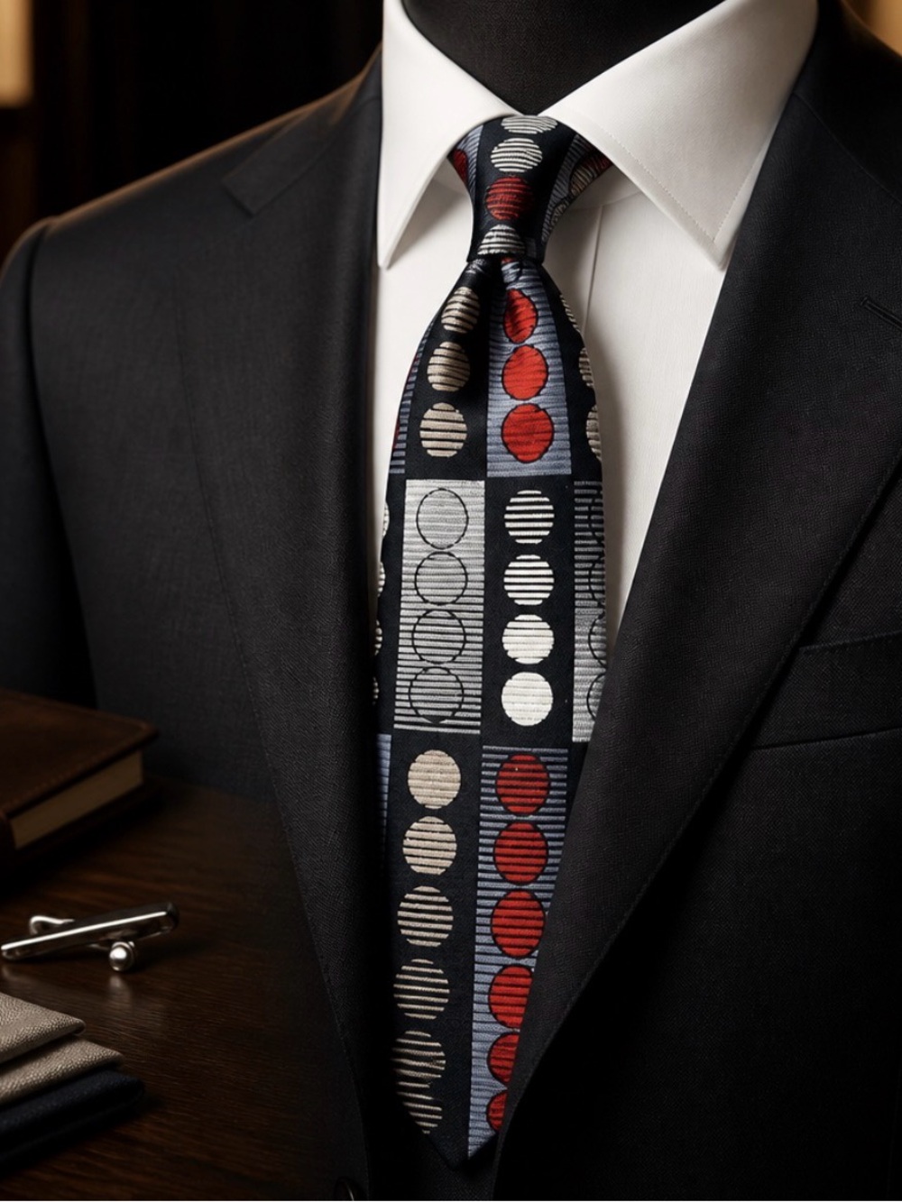 Black/Silver/Red Format Men's Tie